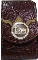 F2282061C - Flip phone cell case - Western rose, 2 overlays, praying cowboy concho, clip on back