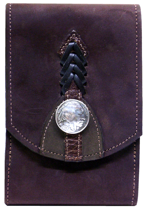 X2293107C - XL Smart Phone Case - 1 overlay, lacing,Indian head nickel concho, clip on back