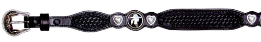 2722075C - Belt - 1.25 width, embossed with hearts and a cowgirl conchos