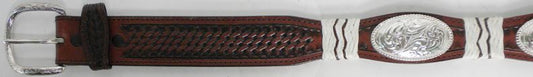 2750038C - Belt - 1.50 width - Basket weave with oval conchos