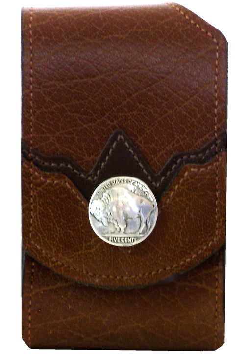 F2802106T - Flip phone cell case - 2 overlays, buffalo nickel concho, clip on back