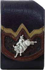 F2805084B - FFlip phone cell case - Grain, 2 overlays, bull & rider concho, clip on back