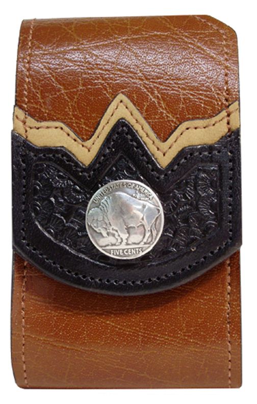 F2805106T - Flip phone cell case - 2 overlays, buffalo nickel concho, clip on back