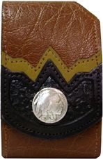 F2805107T - Flip phone cell case - 2 overlays, Indian head concho, clip on back