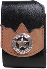 F2806050B - Flip phone cell case - Grain, 1 overlay, star concho, clip on back - Black