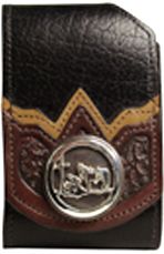 F2805061B - Flip phone cell case - 2 overlays, praying cowboy concho, clip on back