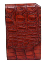 F2882000R - Flip phone cell case - Genuine Italian leather, clip on back - Red