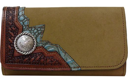 H2973072T - Smart phone case - Genuine Italian leather overlay, round floral concho, clip on back