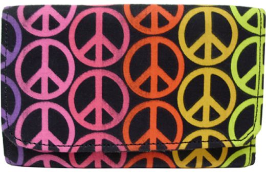 H2900000P - Smart phone case - Multi colored peace signs, clip on back