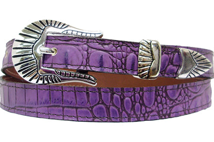 317P - Belt - .75 width -Croc - Purple