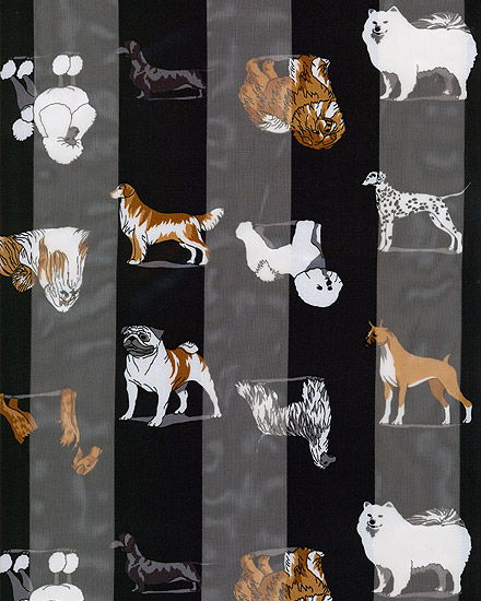 500059BK - 13 x 60 <br /> SCARF - DOGS ON SOLID PRINT - BLACK  code A