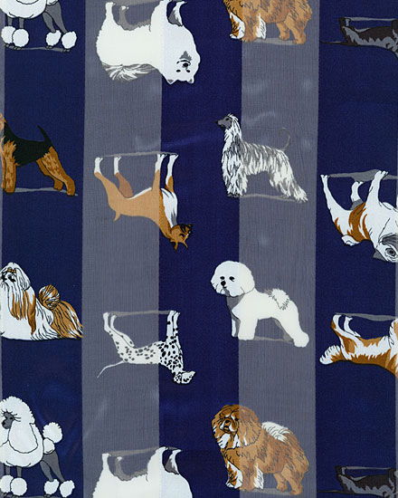 500059NB - 13 x 60 <br /> SCARF - DOGS ON SOLID PRINT - NAVY BLUE  code A