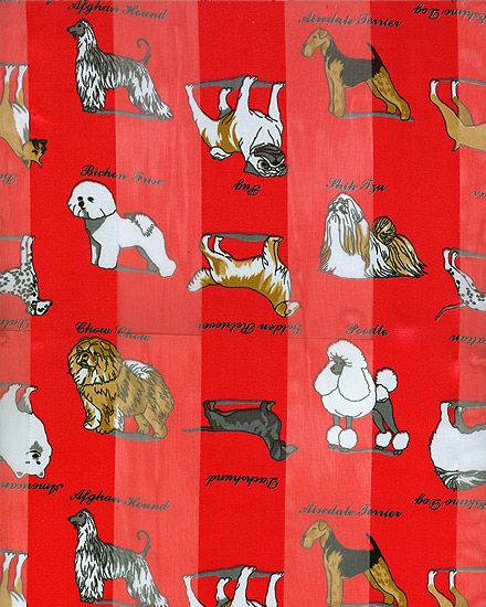 500059RD - 13 x 60 <br /> SCARF - DOGS ON SOLID PRINT - RED code A