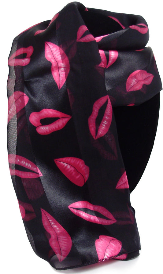 500060PK - 13 x 60 <br /> SCARF -PINK LIPS ON SOLID PRINT - PINK  code A