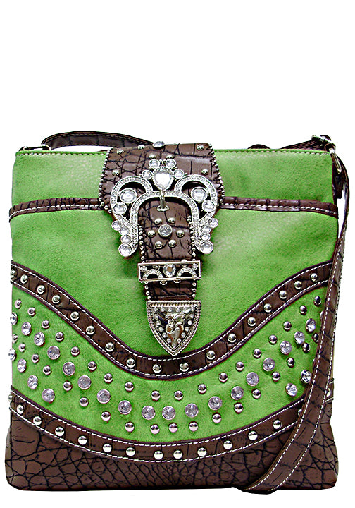 500218LM - 10.5 x 10.5 x 1.25<br />Princess Crown Buckle, 1 comp w/zipper pckt, zipper pckt on front and back, zipper closure