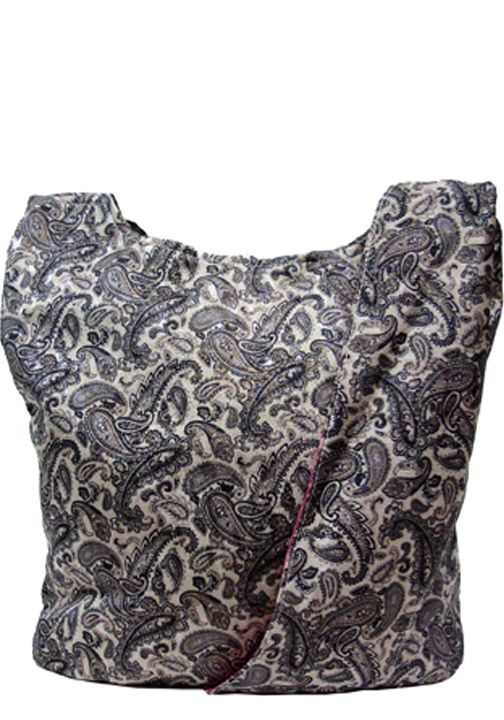 500281BK    GR IS ALSO AVAILABLE - 12 X 12 X 5<br />Paisley print sling bag, 1 compartment, 3 inside pockets, 1 zip pocket on back