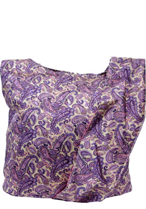 500281PU - 12 X 12 X 5<br />Paisley print sling bag, 1 compartment, 3 inside pockets, 1 zip pocket on back