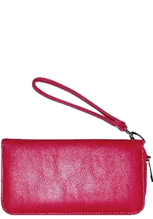 W500401HP - 7.5 x 4.25 x 1<br />Single Zip on 3 Sides, Clutch Wristlet, Inside - 3 Sections w/ Zip Pckt, 12 CC Slots