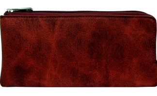 W500406RD - 9 x 4 x .25<br />Minimal Wallet - Zip Top to Side. Inside: 4 Card Slots on Full Length Side Pocket. Inside Zip Pocket.