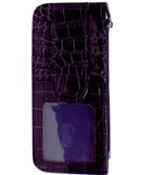 W500550PU - 7 x 3.25 <br/> Gator print, Credit Card holder w/snap holder, open back pocket, zipper pocket - Purple