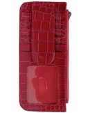 W500550RD - 7 x 3.25 <br/> Gator print, Credit Card holder w/snap holder, open back pocket, zipper pocket - Red