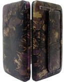 W500565BR - 7.5 x 4.5 x .75  <BR /> Floral cloth print,  back snap pocket, checkbook, cc slots, pockets (500319BR)  - Brown