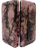 W500565PK - 7.5 x 4.5 x .75  <BR /> Floral cloth print,  back snap pocket checkbook, cc slots, pockets (500319PK) - Pink