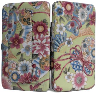 W500580GN - .5 x 4.5 x .75  <br /> Flower Garden print, snap back pocket, cc slots, checkbook - Green