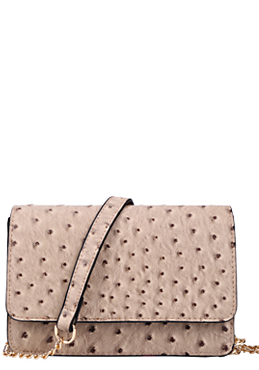 .500646TP - 7.75 x 6 x 2.5<br />Cross-Body Clutch with Gold-tone <br />Comfort Chain and Open Pocket on Front.