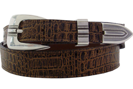 5092000CN - Belt - 1.25 width tapered to 1. Genuine Italian leather croc