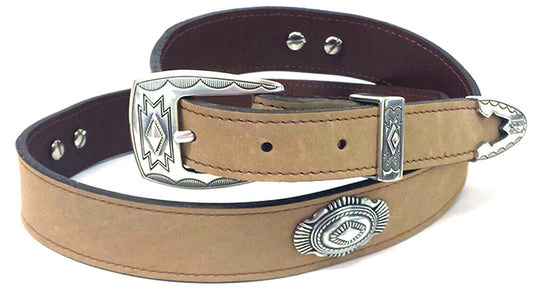 5502259T - 1.25 Tan Nubuck with 259 Conchos and 515-BA 3pc. Buckle set