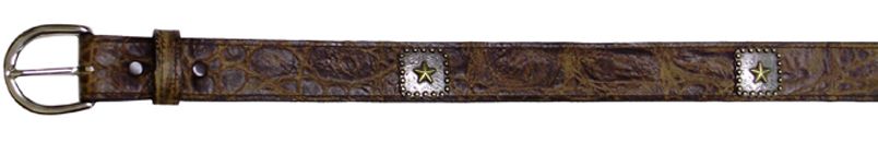 5993242C - Belt - 1.25 width Gator print, square conchos with a raised star