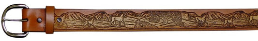 710158 - Belt - 1.50 Embossed Running Horses, Airbrush Finish