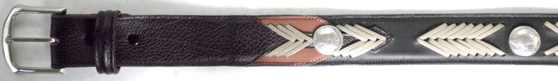 7134106B - Belt - 1.50 width Lace w.Buffalo Nickle & Indian Head Nickle conchos - Black<br/> available sizes 32-46