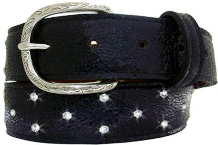 715B - Belt - 1.5 width, Genuine Italian Leather with rhinestones