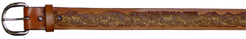 733158 - Belt - 1.5 Embossed Wild Horses - Airbrush Finish