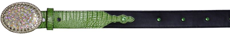 7350AA - Belt - 1.50 width , Gator print trim, matching rhinestones