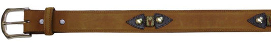 7453T - Belt - 1.5 width, double arrow overlay with ribbon, gold star on silver conchos