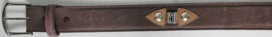 7453C - Belt - 1.50 width, , double arrow overlay with ribbon, gold star on silver conchos