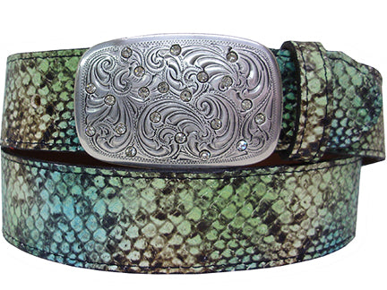 DB7800000G - Belt - 1.5 width, Genuine Italian leather snake skin print