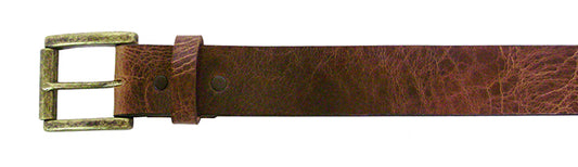 7989000T - Belt - 1.5 width, Vintage Brown Italian Leather with Brass Roller Buckle