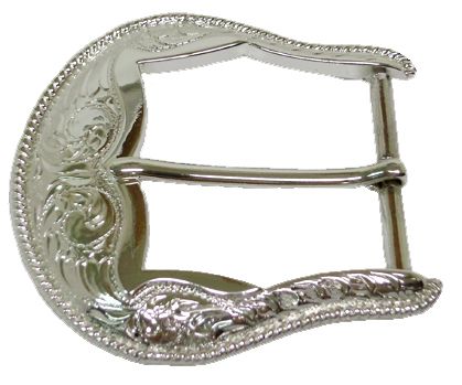 855-DD - Buckle - 1.5 inch bar, floral engraved, outlined by a rope edge - Silver