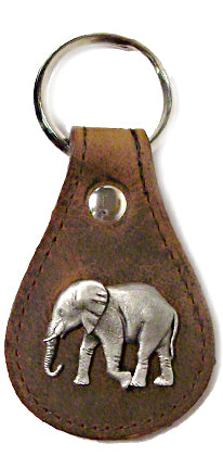 8102433S - Distressed Leather Keychain<br />ELEPHANT Concho Made in USA