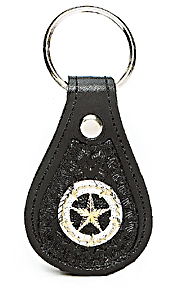 8103047B - KEYCHAIN - Embossed Basketweave,  2 Tone Barbedwire Star Concho (See matching Wallet 030347B, Cell Case 2105047B)