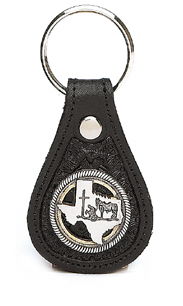 8103060B - KEYCHAIN - EMBOSSED W/ IRON TEXAS PRAYING COWBOY CONCHO - BLACK