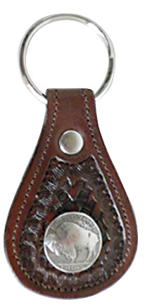 8103106C - KEYCHAIN - Embossed w/Buffalo Nickel concho - Shoe Brown (See matching Wallet 0303106C, Cell Case 2105106C)