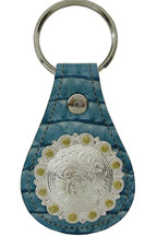 8240303T - Keychain - Turquoise Croco with 2-tone berry concho