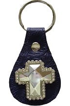 8106221N - Keychain - Floral with large rhinestone cross