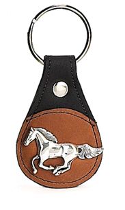 8111048B - KEYCHAIN - NB TEARDROP OVERLAY W/ MUSTANG CONCHO - BLACK