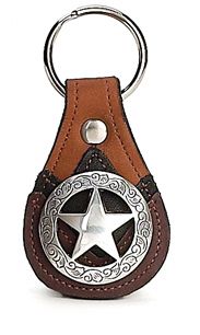 8112050T - KEYCHAIN - NB DBL OVERLAY W/ ENGRAVED CUTOUT STAR CONCHO - TAN